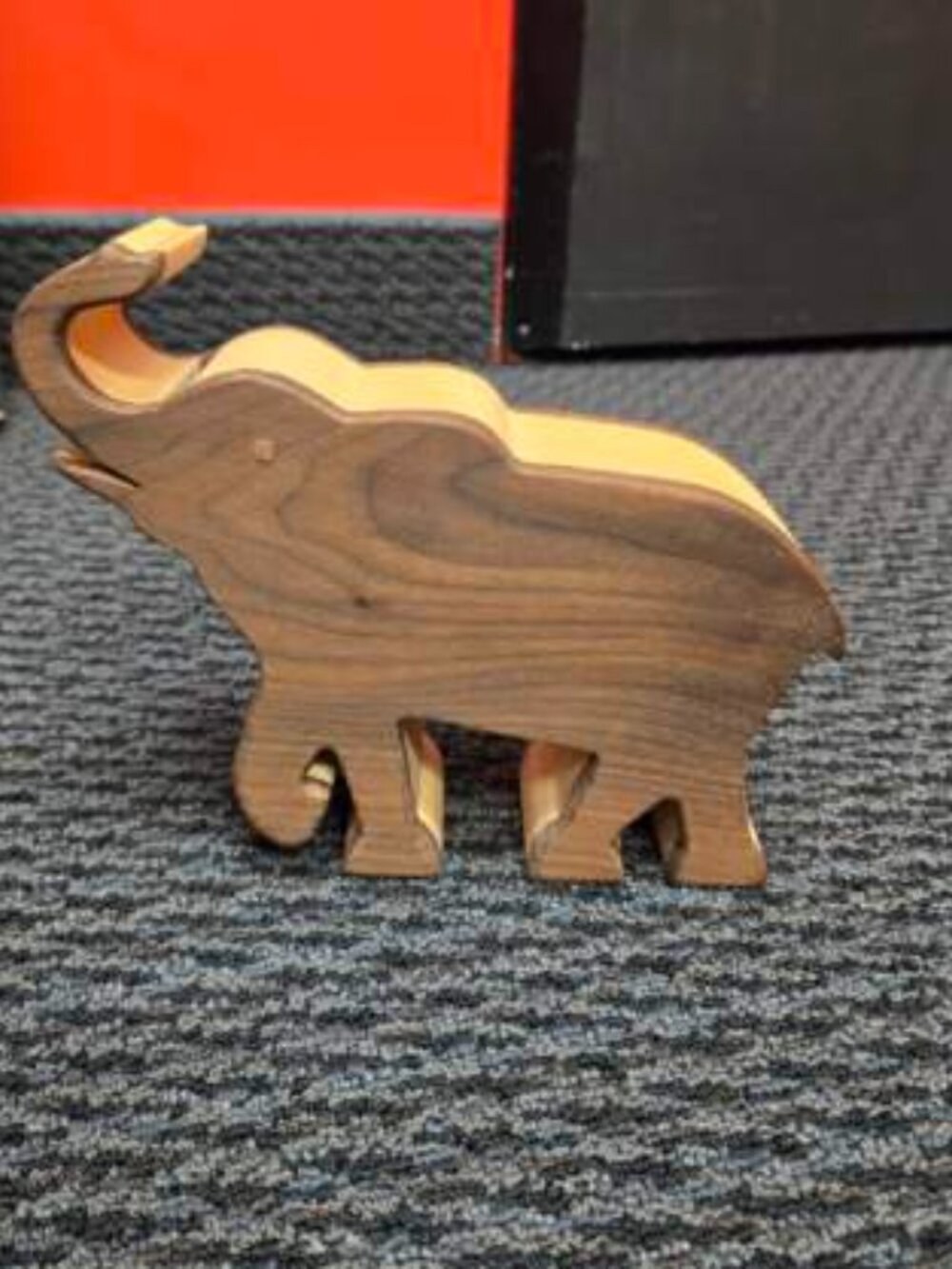 Vintage Hand Carved Wooden Elephant Trinket Box Lidded Jewelry Keepsake Boho